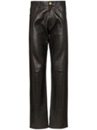 Versace Straight-leg Leather Trousers - Black