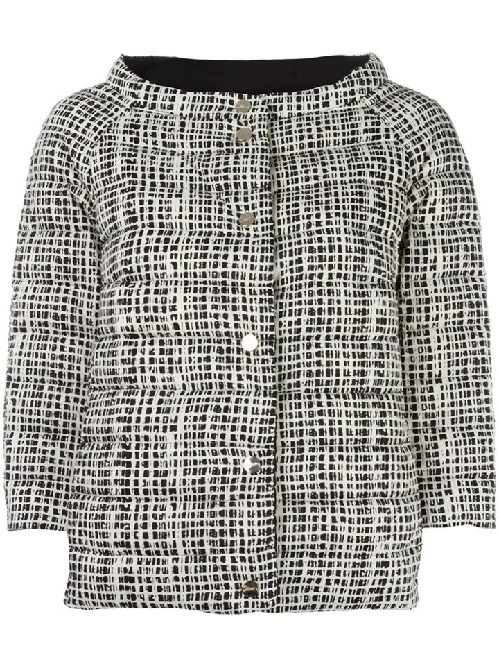 Herno High Neck Plaid Jacket - White