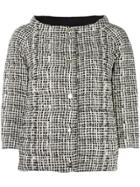 Herno High Neck Plaid Jacket - White