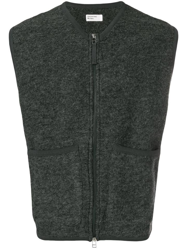 Universal Works Front Pocket Zipped Vest - Grey
