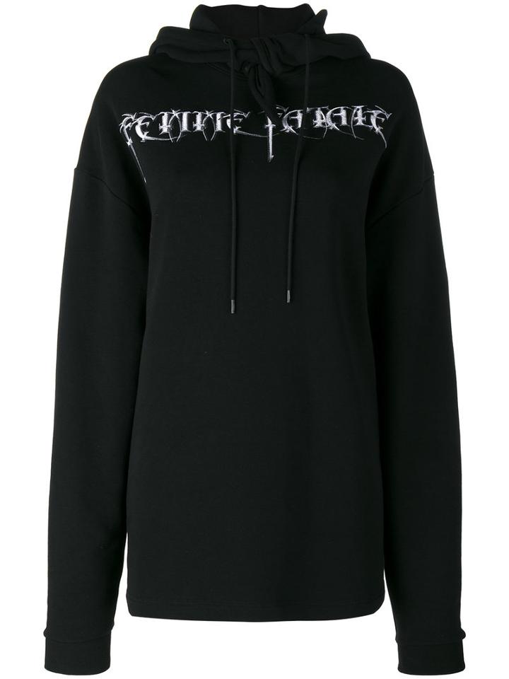 Balenciaga - Headscarf Ff Hoodie - Women - Cotton/spandex/elastane - Xl, Black, Cotton/spandex/elastane