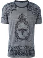 Dolce & Gabbana Crown & Bee Printed T-shirt, Men's, Size: 46, Grey, Cotton