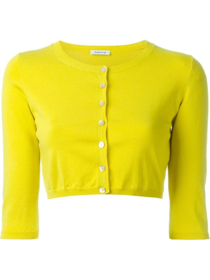 P.a.r.o.s.h. Cropped Cardigan, Women's, Size: 42, Yellow/orange, Silk/spandex/elastane