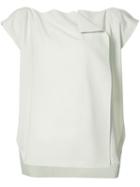 132 5. Issey Miyake - Draped Shortsleeved Blouse - Women - Polyester - 2, Grey, Polyester