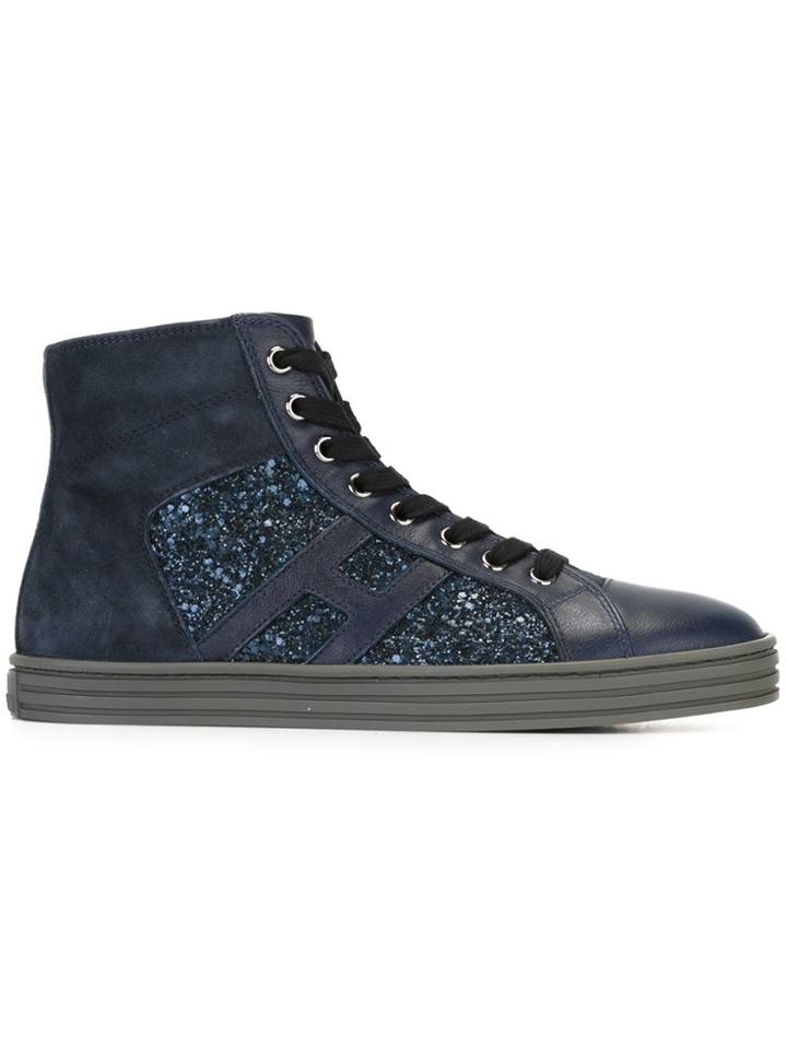 Hogan Rebel Sequin Embellished Hi-top Sneakers - Blue
