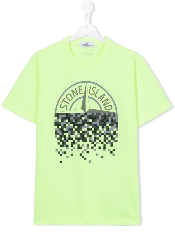 Stone Island Kids Logo Print T-shirt, Boy's, Size: 14 Yrs, Yellow/orange