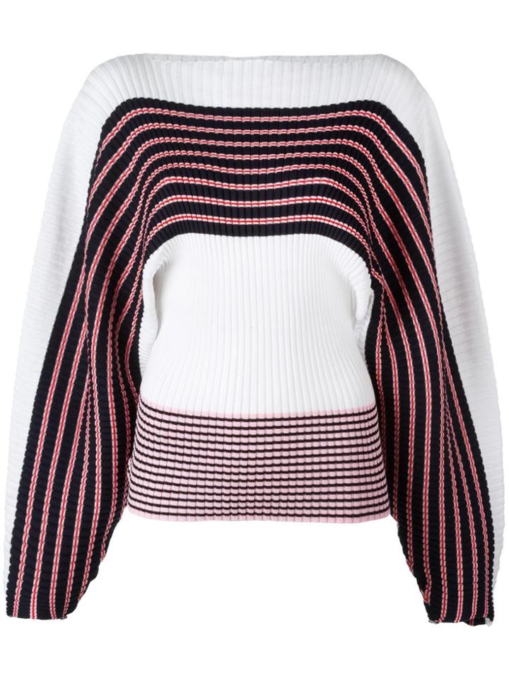 Msgm Loose Sleeves Striped Jumper - White