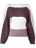 Msgm Loose Sleeves Striped Jumper - White