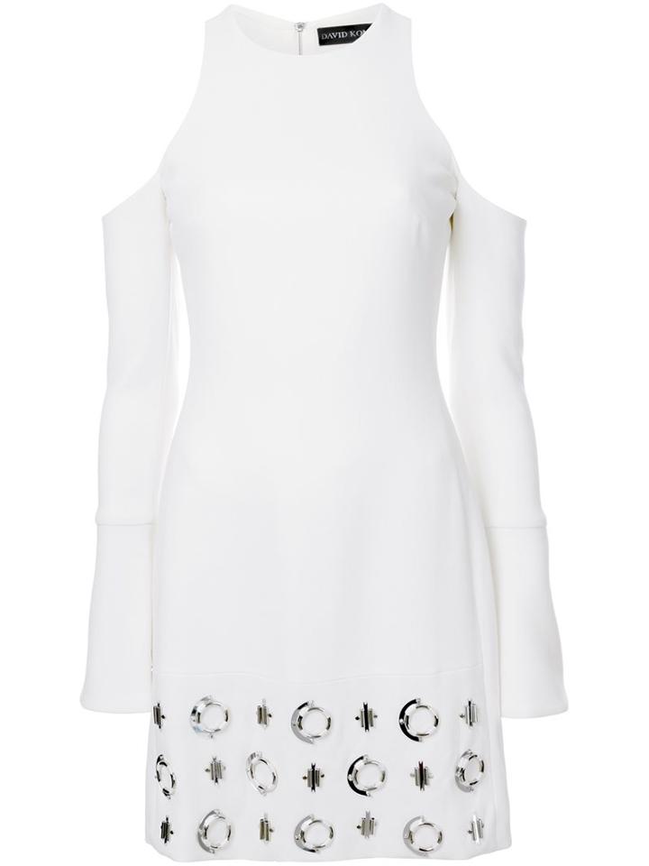 David Koma Embellished Open Shoulder Dress, Women's, Size: 8, White, Polyamide/spandex/elastane/wool