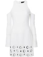 David Koma Embellished Open Shoulder Dress, Women's, Size: 8, White, Polyamide/spandex/elastane/wool