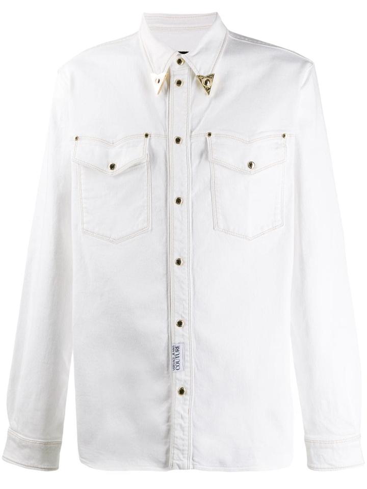 Versace Jeans Couture Embellished Denim Shirt - White