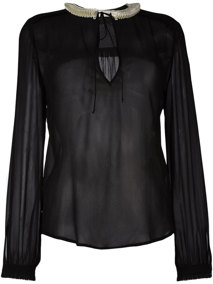 Veronique Branquinho Sheer Blouse, Women's, Size: 42, Black, Silk