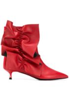 Msgm Ruched Side Boots - Red