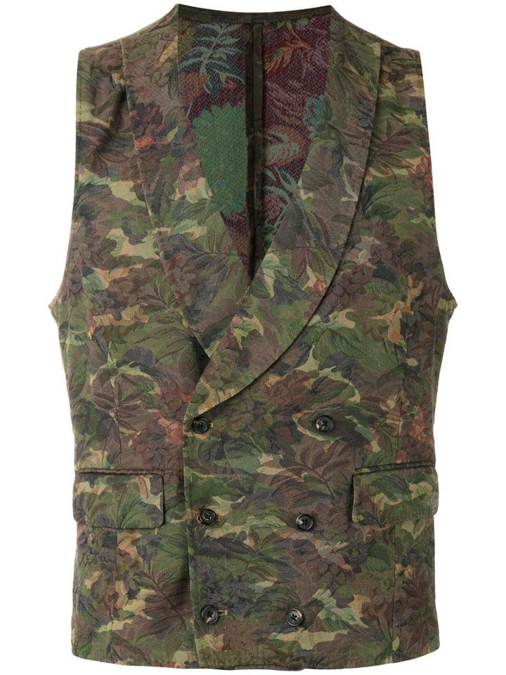 Gabriele Pasini - Floral Motif Vest - Men - Cotton/polyamide/polyester/spandex/elastane - 48, Green, Cotton/polyamide/polyester/spandex/elastane