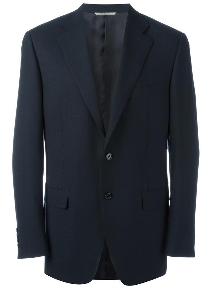 Canali Two Button Blazer, Men's, Size: 48, Blue, Wool/cupro