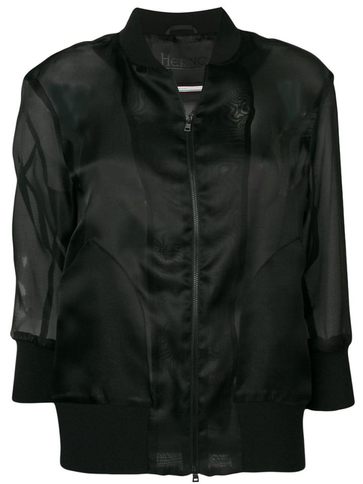 Herno Sheer Sleeve Bomber Jacket - Black