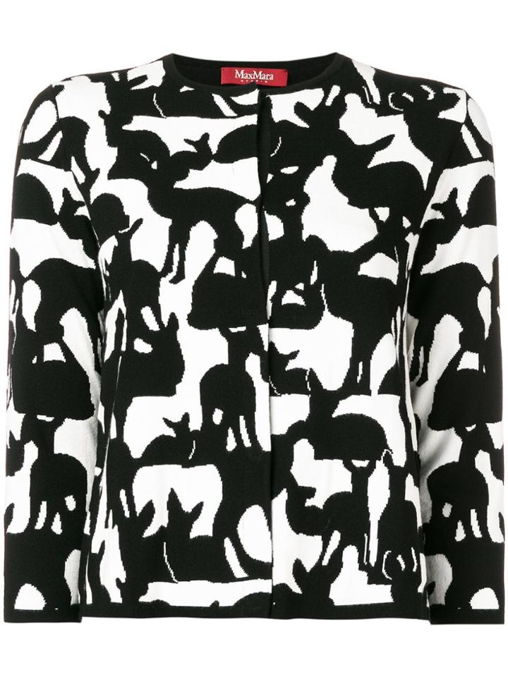 Max Mara Studio Animal Print Cardigan - White