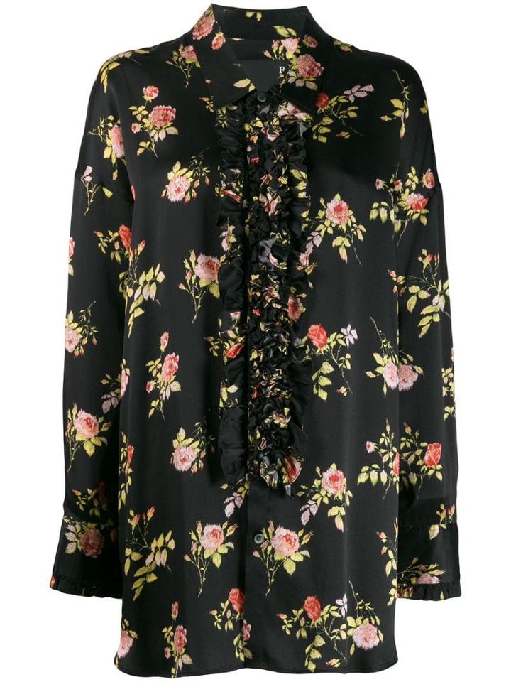 R13 Floral Print Shirt - Black