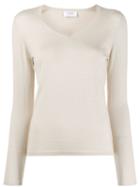 Snobby Sheep Ribbed V-neck Pullover - Neutrals