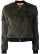 Guild Prime Cropped Bomber Jacket, Women's, Size: 36, Green, Rabbit Fur