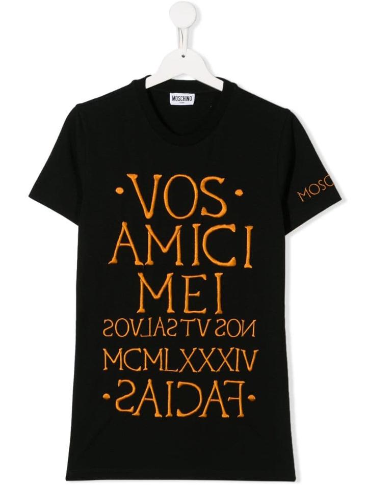 Moschino Kids Teen Embroidered Quote T-shirt - Black