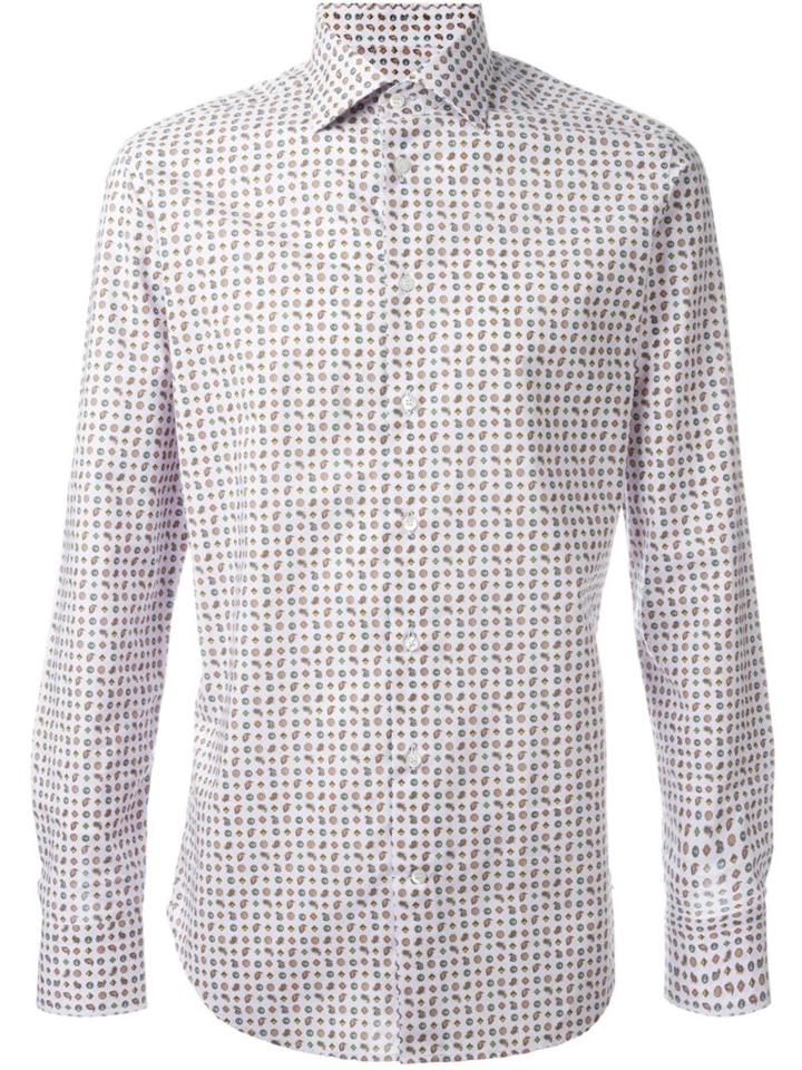 Etro Fine Print Shirt, Men's, Size: 41, Pink/purple, Cotton/silk