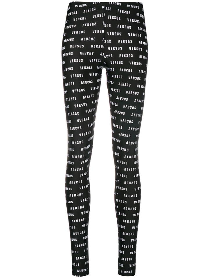 Versus Logo Print Leggings - Black