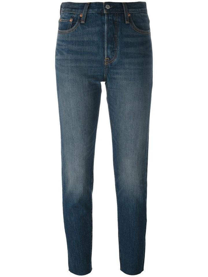 Levi's Straight Leg Cropped Jeans, Women's, Size: 29, Blue, Cotton/spandex/elastane