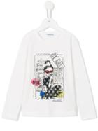 Simonetta Roma Print T-shirt, Girl's, Size: 12 Yrs, White