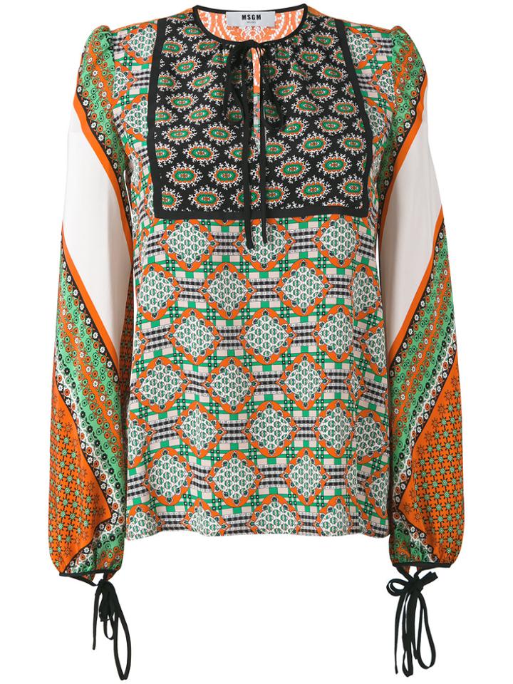 Msgm Multi-print Longsleeved Blouse - Green
