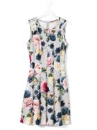 Monnalisa Chic Roses Print Flared Dress - Multicolour