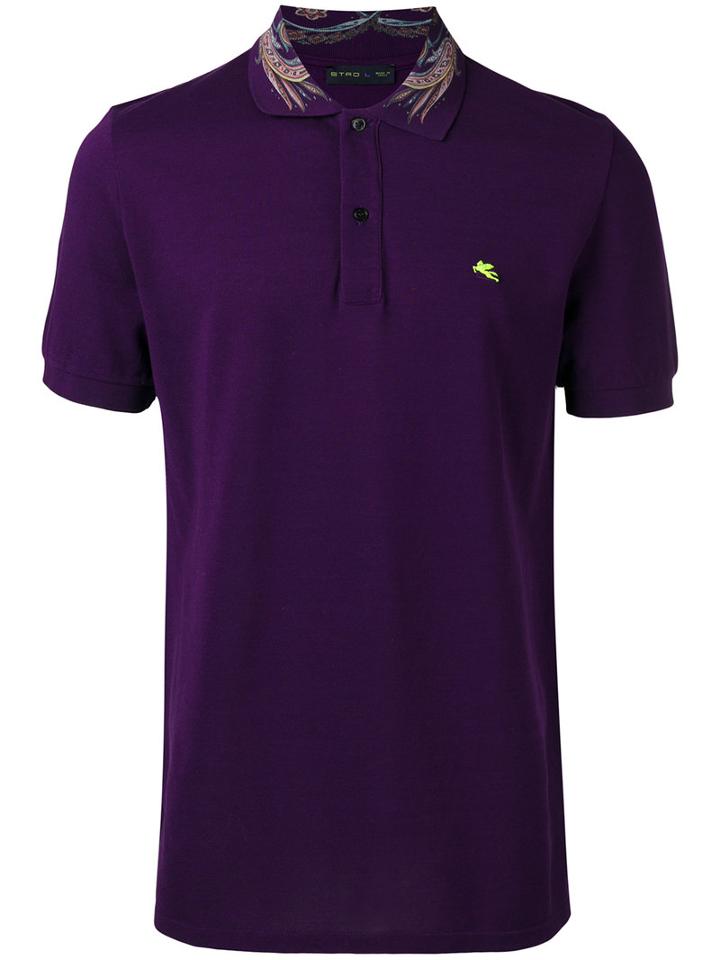 Etro - Contrast Logo Polo Shirt - Men - Cotton - Xl, Pink/purple, Cotton