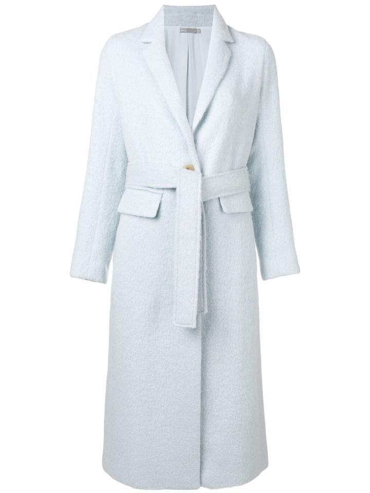 Vince Single Breasted Wrap Coat - Blue