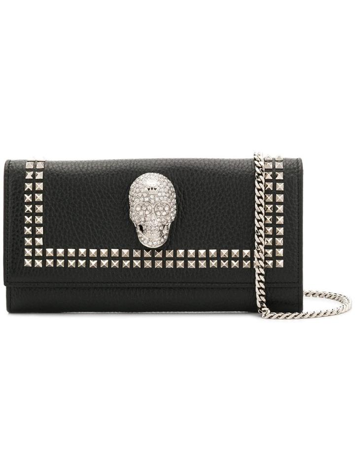 Philipp Plein Crystal Skull Clutch - Black
