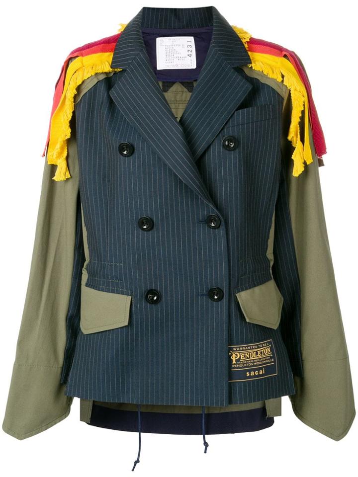 Sacai Layered Double-breasted Blazer - Green