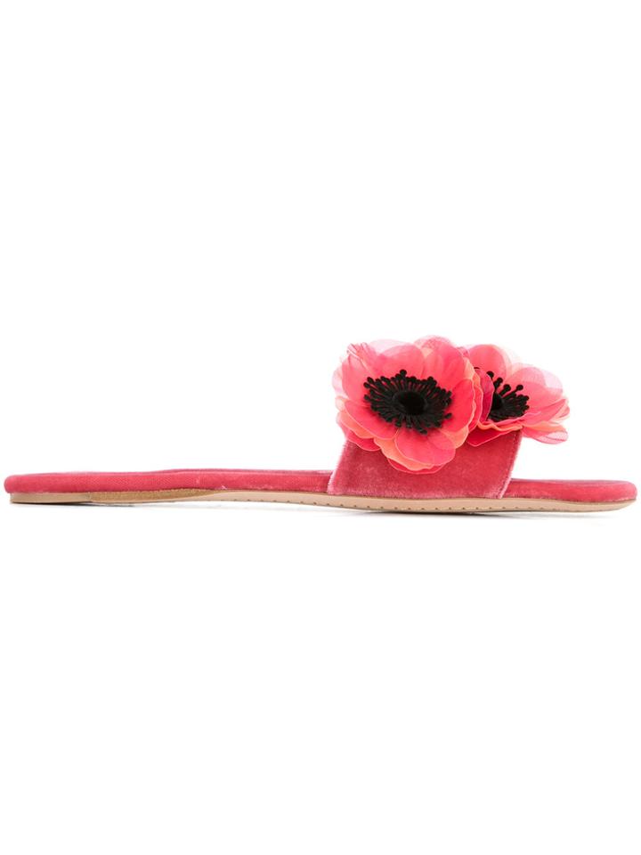 Miu Miu Peony Embellished Sandals - Pink & Purple