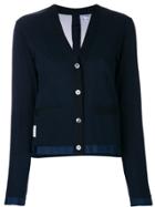 Thom Browne Pique Sheer Back V-neck Cardigan - Blue
