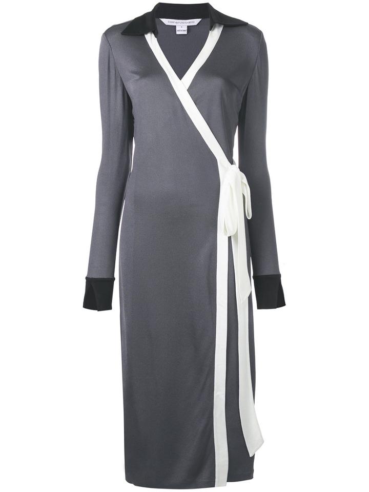 Diane Von Furstenberg Cybil Wrap Dress, Women's, Size: 2, Grey, Viscose