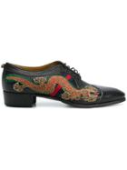 Gucci Dragon-embroidered Lace-up Shoes - Black
