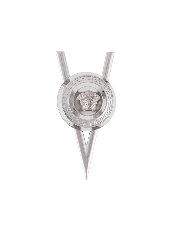 Versace 'greca Medusa' Brooch, Men's, Metallic