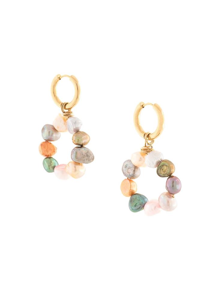 Sandralexandra Roro Pearl Hoop Earrings - Gold