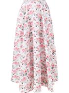 Emilia Wickstead Floral Print 'eleanor' Midi Skirt, Women's, Size: 12, White, Polyester/polyamide