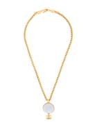 Chanel Vintage Round Shell Plate Necklace - Metallic