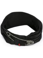 Gucci Safety Pin Detail Headband, Women's, Size: Small, Black, Silk/polyester/glass/brass