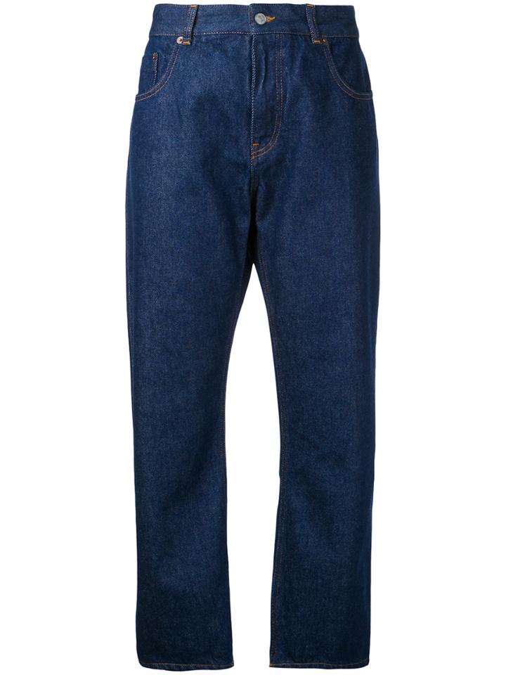 Mm6 Maison Margiela Cropped Straight Jeans - Blue