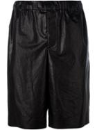 Msgm Waxed Track Shorts, Men's, Size: 48, Black, Cotton/polyurethane