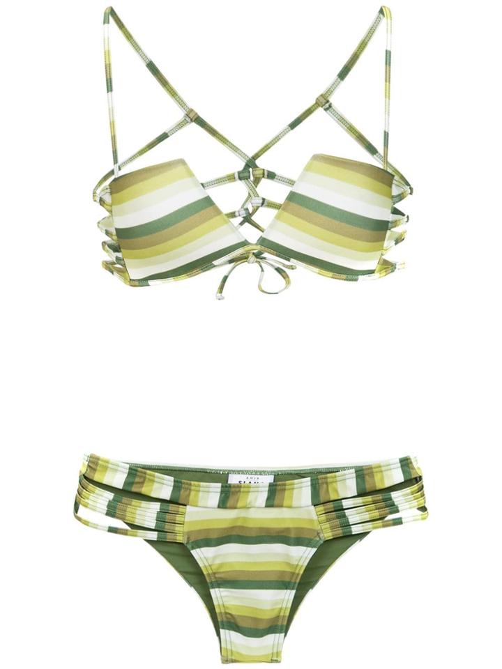 Amir Slama Striped Bikini - Green