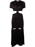 Barbara Casasola Pleated Cut Out Detail Zip Up Dress, Women's, Size: 42, Black, Polyester