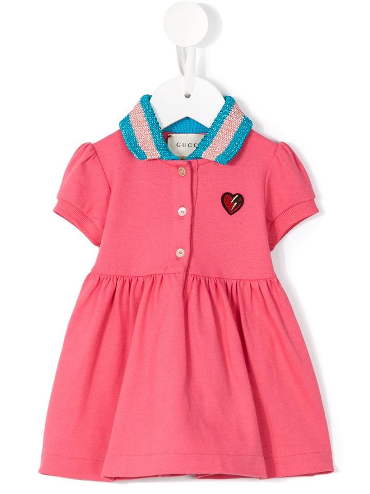 Gucci Kids - Contrast Collar Dress - Kids - Cotton/spandex/elastane - 3-6 Mth, Pink/purple