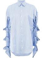 Y / Project - Draped Sleeves Striped Shirt - Women - Cotton - 40, Blue, Cotton